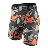 EU Men's Compression Shorts Running Tights Base Layer Camo Orange Medium