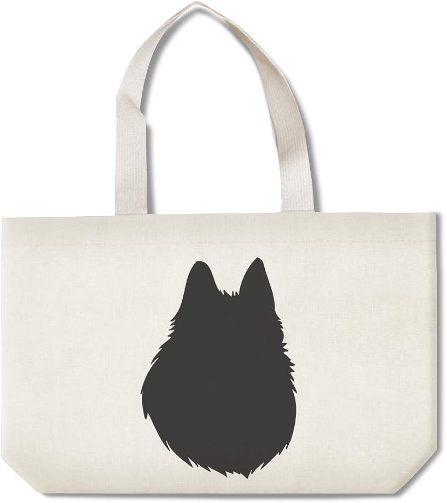 Canvas Beach Tote Belgian Shepherd (Tervuren) Silhouette Shopping Bags