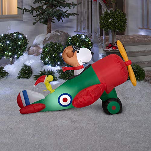 Gemmy Christmas Airblown Inflatable 4.5' Snoopy in Airplane Scene Pricepulse