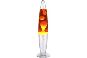 OPULARS Magma Lamp Orange Lamps for Adults and Kids, 13.5-inch Silver Base Lamp with Orange Wax in Clear Liquid, Release Pressure Lamp Birthday Gift Christmas Decorations