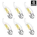 Hyperikon LED Edison Filament Candle 4-Watt (40-Watt Equivalent), Dimmable, Flame Tip, Medium Base (E26), 2700K (Warm White), 340°-Beam Angle - (Pack of 6)