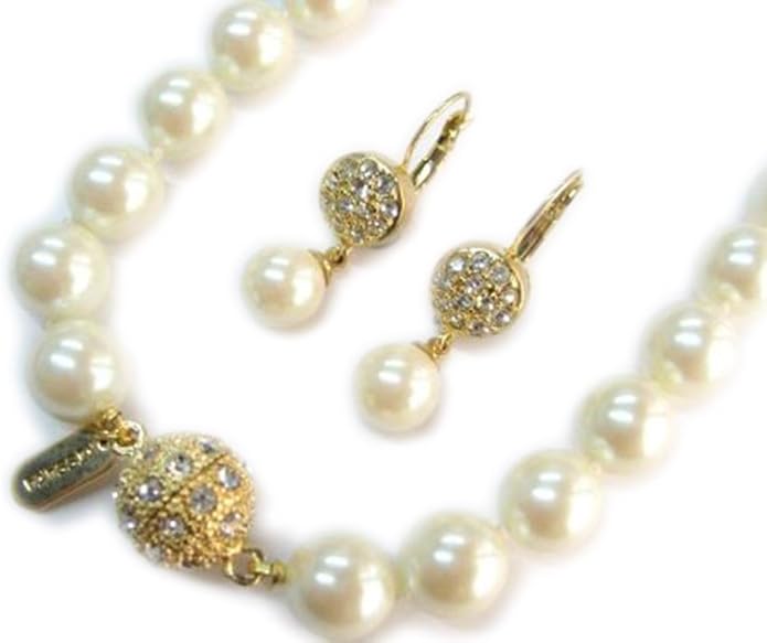 Formal Cream/Champagne Color Faux Pearl Necklace & Matching