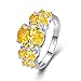 Psiroy 925 Sterling Silver Plated Created Citrine Filled 5 Stone Engagement Ring Band Size 11