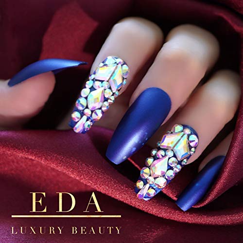 EDA LUXURY BEAUTY BLUE MATTE GLAMOROUS 3D JEWEL DESIGN Full Cover Press On Gel Glitter Artificial Nail Tips Shiny Acrylic False Nails Extra Long Ballerina Coffin Square Super Fashion Fake Nails 6 EDA LUXURY BEAUTY BLUE MATTE GLAMOROUS 3D JEWEL DESIGN Full Cover Press On Gel Glitter Artificial Nail Tips Shiny Acrylic False Nails Extra Long Ballerina Coffin Square Super Fashion Fake Nails