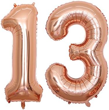 BALONAR 40 Inch Jumbo 13rd Rose Gold Foil Balloons for Birthday Party Supplies,Anniversary Events Decorations and Graduation Decorations