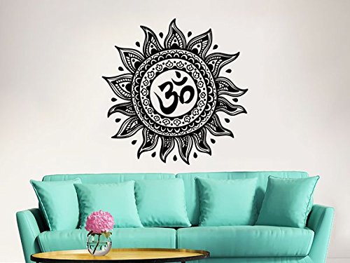 Mandala Wall Decal Om Yoga Studio Vinyl Sticker Decals Ornament Moroccan Pattern Namaste Lotus Flower Home Decor Boho Bohemian Wall Decal Bedroom Dorm ZX168