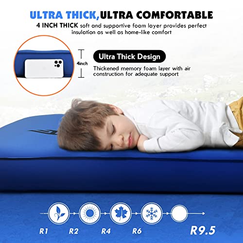 Hikenture Extra Thick Double Self Inflating Sleeping Pad, 9.5 R Camping