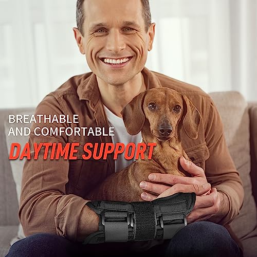 FEATOL Wrist Brace Hand Brace, Carpal Tunnel Wrist Splint Night Support for Women Men, Pain Relief Support -Tendonitis, Arthritis, Sprain, Right Hand, Small/Medium