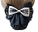 Korean Style Elegent Lace Bow Bowknot Mesh Elastic Snood Net Hairnets Barrette Hair Clip Accessories Decor Bun Cover Black , Two ways to wear by MSP