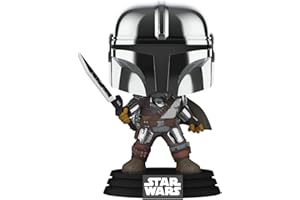 POP Funko Star Wars Mandalorian with Darksaber (Chrome & Glow in The Dark), Exclusive