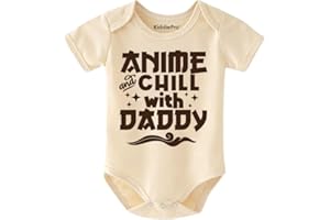 Anime and Chill with Daddy Baby Bodysuit Cute Funny Infant Romper Soft Cotton Newborn Outfit Gift for Anime-Loving Dads