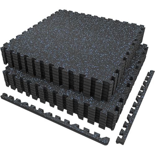 AIRHOP 12 Matten 60x60x1,4cm Extra Dicke Robuste Gummierte, rutschfeste Puzzlematte, Geeignet Für Fitnessstudio Und Heimfitness, Schwere Trainingsbela