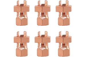EVARSOL 6PCS Split Bolt Connector Copper Grounding Clamps for Completing Ground Bonding to Bare Wires TJ-16