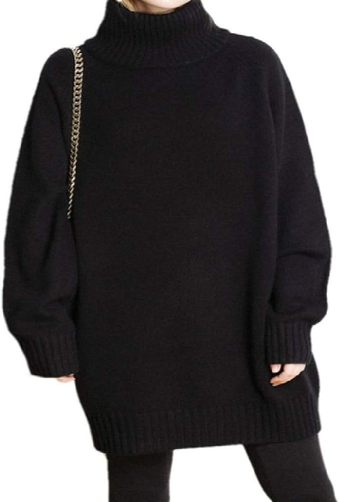 MCYTYT Cashmere Sweaters Women Autumn Winter Turtleneck Thick Long Paragraph Wild Loose Sweater Lazy Large Size Knit bottomin Jumper