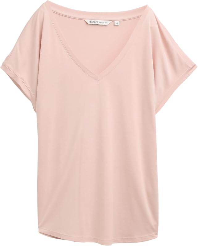 T-Shirt Ample pour Femme avec col en V, 10880 - Rose fumé, S