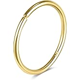 SYLWIA 14k Solid Gold Thin Nose Ring Hoop, Handmade 26g/24g/20g Nose Piercing Jewelry, 6/8/10mm Diameter Hypoallergenic Real Gold Nose Rings for Women Men
