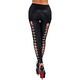 Pantalones de cuero Leggins Cuero Pantalón Elástico Negro para Mujer