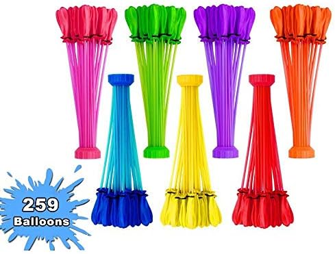 FJBMW Water Balloons，Gift for Boys & Girls Outdoor Sports Like Picnics, Pool Parties and Summertime Fun,Easy Fill 111 Water Balloons in 1 Minute，7 Bunches (259 balloons) (259-5) (259-4)