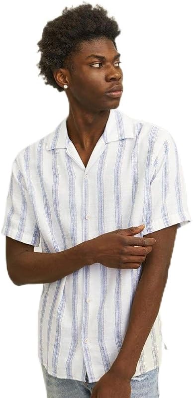 Herren Jornoto Stripe Resort Shirt Ss Kurzarmhemd, Cloud Dancer, S