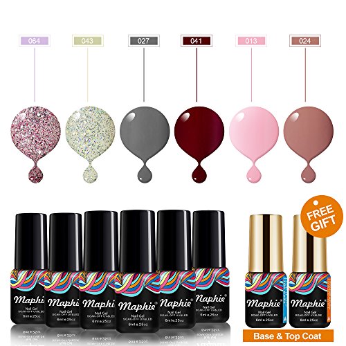 Maphie Gel Nail Polish Sets 6 Colours Glitter UV LED Soak Off Gel Varnish Manicure with FREE TOP BASE COAT SET 6ml Maphie Gel Nail Polish Sets 6 Colours Glitter UV LED Soak Off Gel Varnish Manicure with FREE TOP BASE COAT SET 6ml