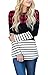 Merryfun Women's Color Block Plaid Tunic Tops Striped Long Sleeve Casual Thick Shirt Blouse