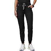 FIGS Zamora High Waisted Jogger Style Scrub Pants for Women - Black, Petite XXS