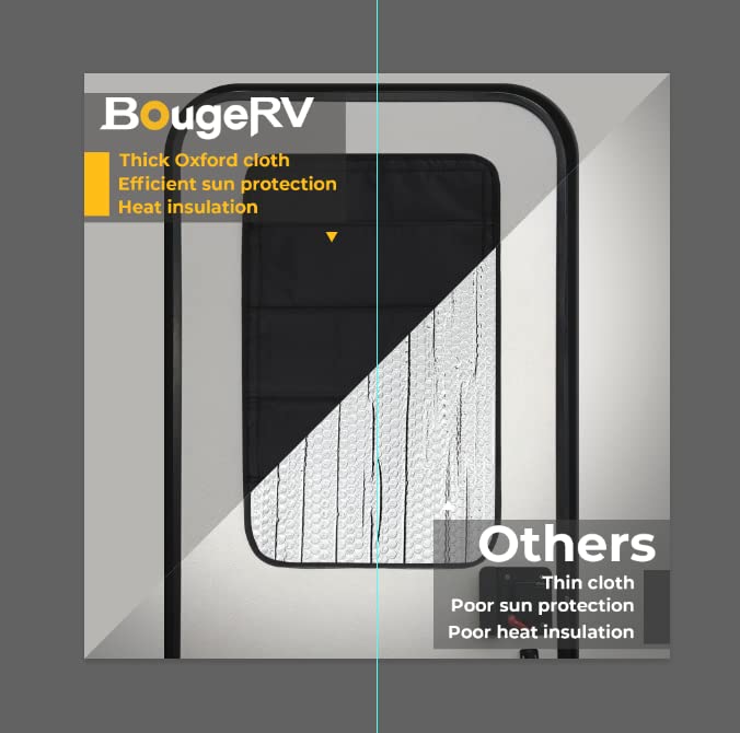 BougeRV RV Door Shade Cover, Foldable RV Sun Shade Windshield Blackout