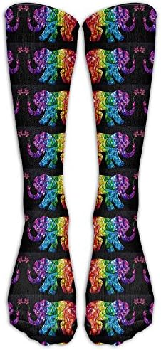 Unisex Rainbow Mosaic Elephant Athletic Socks Stockings Tube Socks