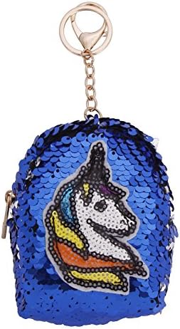 Fistyle Coin Purse Wallet Flash Sequin Purse Mini Unicorn Purse With Keychain For Girl Boy Child 6 Colors To Choose(Blue)
