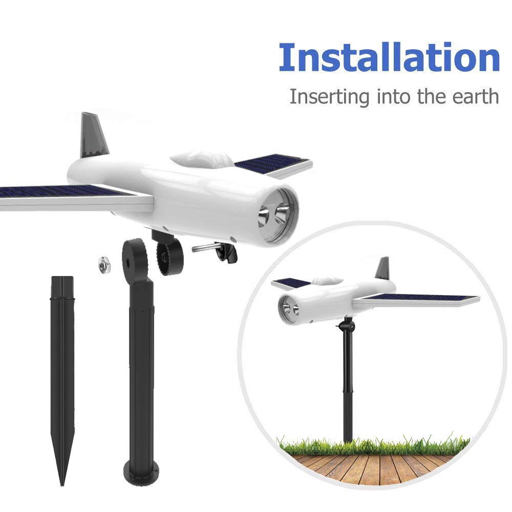 Asucway Solar Lights,Waterproof 2 LED Solar Lights Outdoor Landscape Lighting Airplane Solar Spotlights,Security Solar Flood Lights for Garden Backyard Driveway Patio Lawn Pathway Pool Decoration