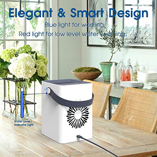 Air Cooler, Mini Portable Air Conditioner Fan Noiseless Evaporative Air Humidifier for Room Office Desktop Nightstand - Thumbnail 5