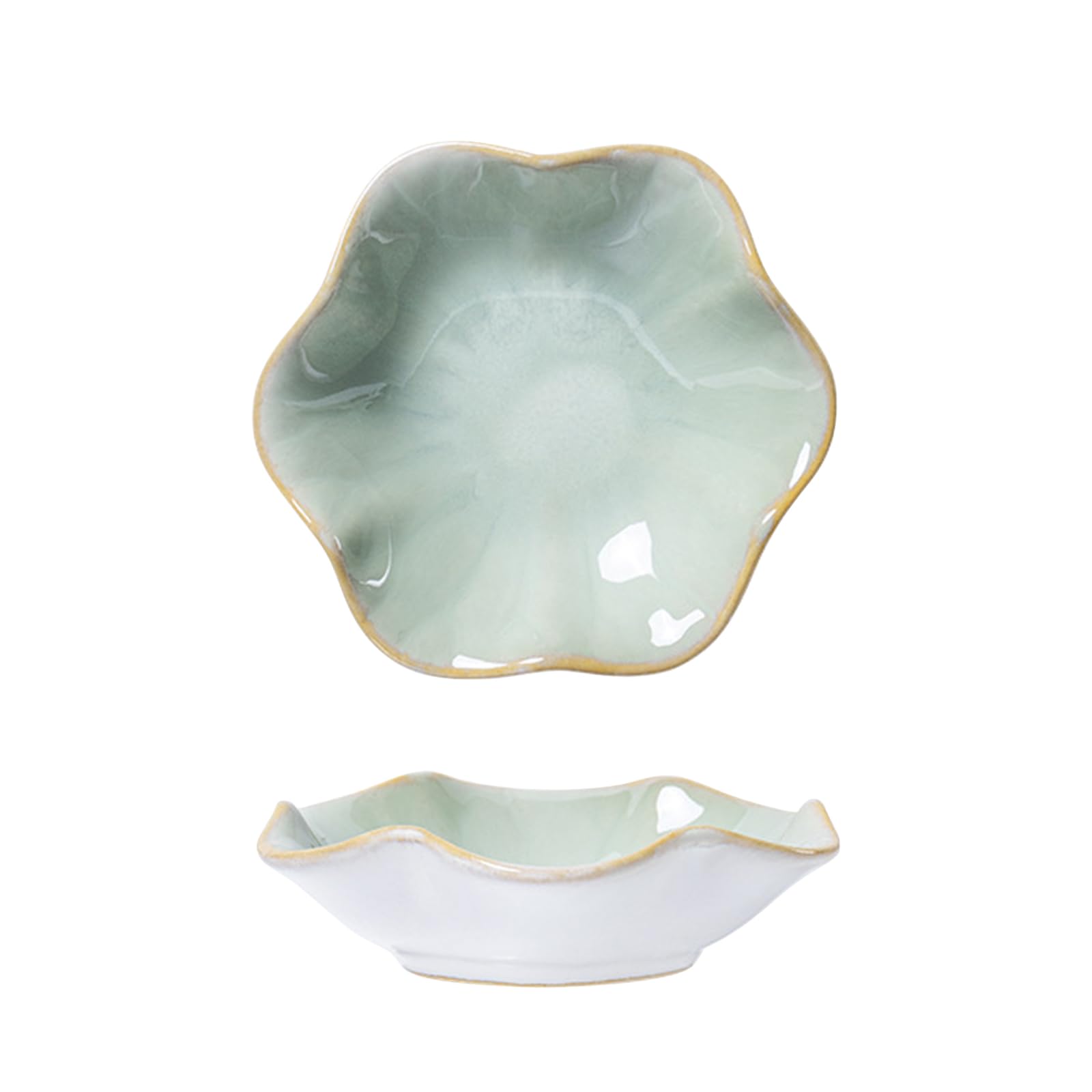 Ceramic Spoon Rest 2pcs,Tea Bag Holder Dish,Flower Shape Spoon Holder Kitchen,Sauce Dishes,Sushi Soy Dipping Bowl,Coffee Station Decor Coffee Accessories New Home Gifts Home Decor (Green)
