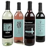 Home Sweet Home - Housewarming Gift for Women and Men - Wine Bottle Label Stickers - Set of 4