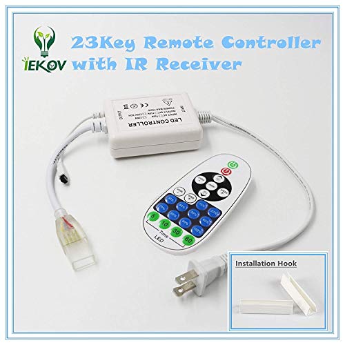LED NEON Light, IEKOVTM AC 110-120V Flexible LED Neon Strip Lights, 120 LEDs/M, Dimmable, Waterproof 2835 SMD LED Rope Light + Remote Controller for Home Decoration (65.6ft/20m, Blue)