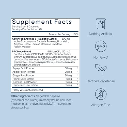 Zenwise Health Digestive Enzymes with Bromelain & Papaya - Multi Enzymes Digestion Supplement with Probiotics & Prebiotics for Gut Health, Gas & Bloating Relief - Men & Women - 180 Vegetarian Capsules