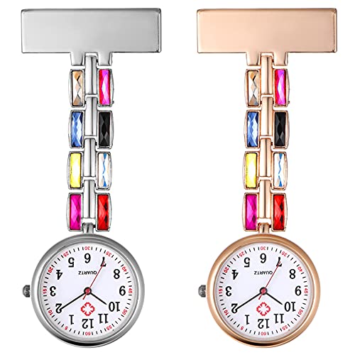 Avaner Stainless Steel Fob Watch Analog Quartz Nurse Watch Hanging Lapel Watch Pin on Pocket Watch
