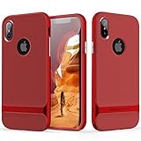 iPhone X Case, ROCK [Royce] - Red [Ultra Thin][Heavy Duty][Metal Texture Side Buttons][Dual Layered][Slim Fit][Hard PC + Soft TPU] For Apple iPhone X