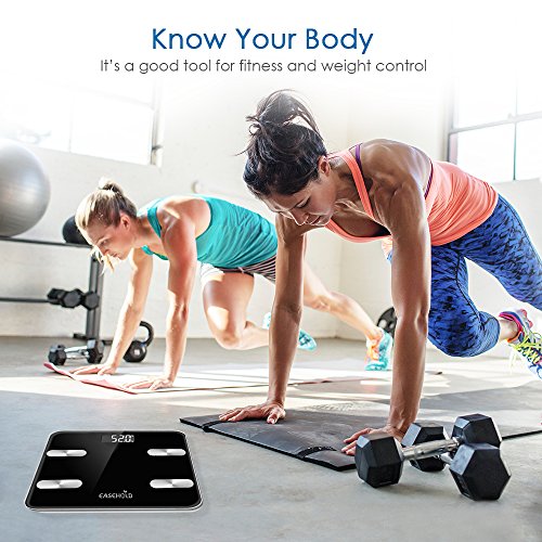 Easehold Bluetooth Body Fat Scale, Accurate Digital Smart Bathroom Weight Scales with iOS and Android APP for Body Weight, BMI, Fat, Water Muscle, Easy to Read,396 lbs
