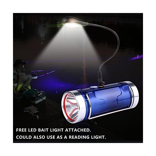 RUIMX-IPX7-Waterproof-Professional-Searchlight-LED-Spotlight-with-White-Blue-Light-Color-3-x-18650-Rechargeable-Battery-Tripod-Reading-Light-Perfect-for-Fishing-Hunting-Camping-Boating