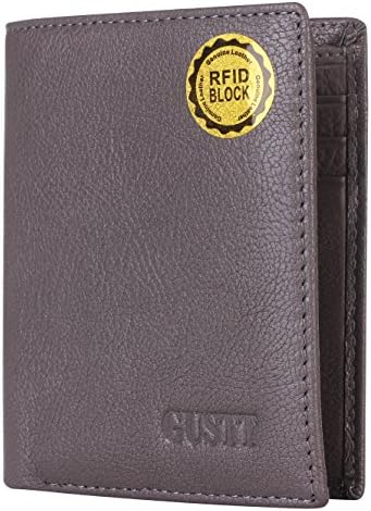 GUSTT® Top Rated RFID Blocking Secure Genuine Leather Passcase Bifold/Trifold Wallets (GV-gray)