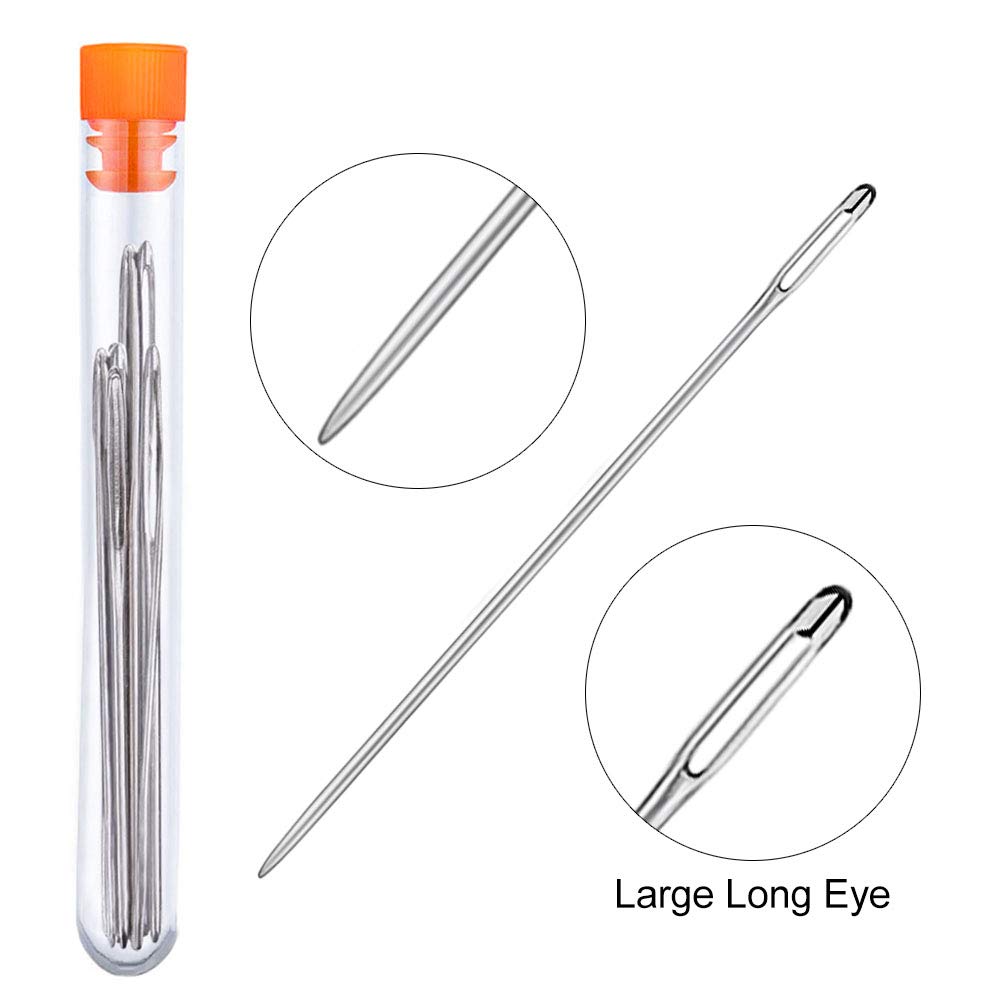 WONVOC Long Sewing Needles, 9 Pcs & 3 Sizes-4.9/5.9/6.9'' Stitching Needles, Hand Sewing Needles for Stitching and Crafting Projects, Carpet, Cushion, Curtain