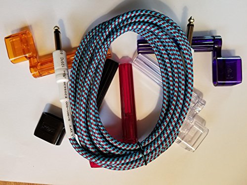 10FT Blue Guitar 6.35mm 1/4" Male to Male Audio Cable Wire Braided Cord With FREE String Winder/Peg Puller