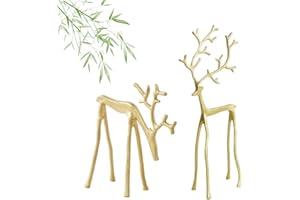 Set of 2 Black Reindeer Statues,Black Metal Reindeer Christmas Decoration,Christmas Decor Figurines,Indoor Holiday Home Decor