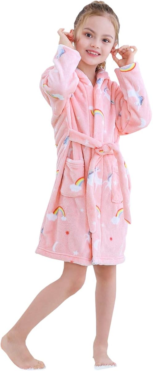 Betusline Kids & Adults Robe, Boys Girls Toddler Baby Flannel Soft Bathrobes, 18 Months - Women XL: Clothing