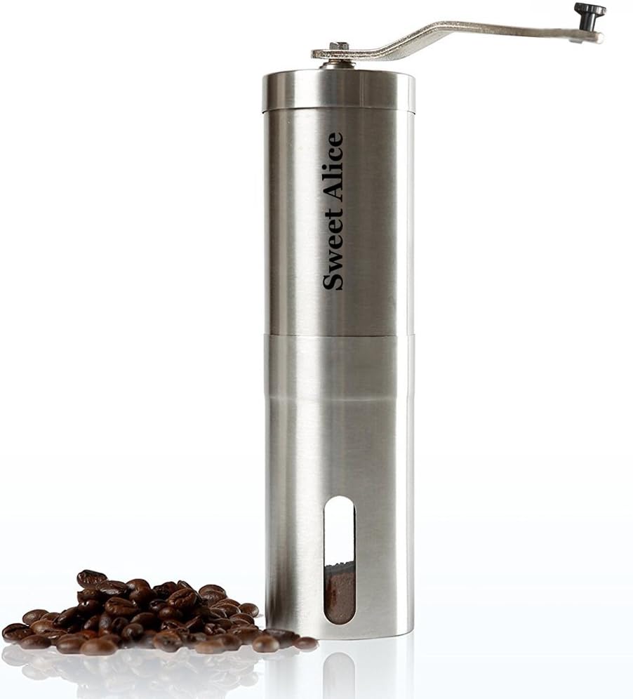Antiya Portable Hand Held Manual Pressure Coffee Machine Mini Espresso Maker For Home Office Travel Outdoor, Coffee Bean Grinder