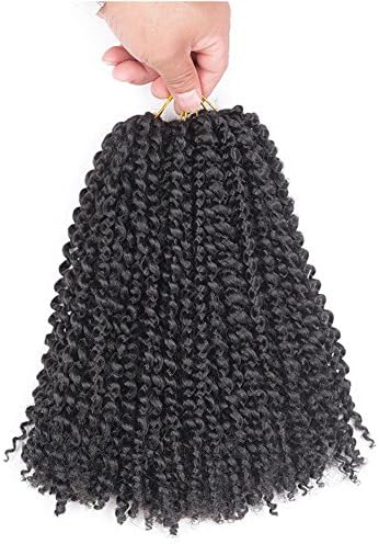 TOMO Hair 9Packs 12Inch Ombre Malibob Jerry Curly Twist Hair Synthetic Senegalese Twist Crochet Braids Freetress Braiding Hair Extensions (1B)