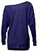 BLINGLAND Women's Off Shoulder Batwing Sleeve Sweater Loose Pullover Knit Jumper Oversized Tunics Top (X-Large, Blue)