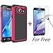 J1 2016 Case, Galaxy Amp 2 Case, Galaxy Express 3 Case, MCUK [Shock Absorption] Hybrid Dual Layer Armor Defender Protective Case With Tempered Glass Screen Protector (Rose)