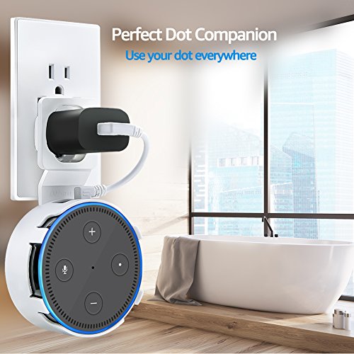 Dot Outlet Wall Mount for Home Voice Assistants 2nd Generation, A Perfect Space-Saving Dot Accessories without Messy Wires or Screws (White 2-Pack) - Thumbnail 3
