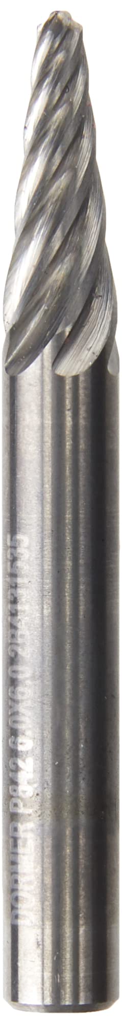 Dormer P8426.0X6.0 Series P842 Carbide Rotary Burr, Ball Nosed Cone Shape, Aluminium Cut, Bright Finish, 6.0mm x 6.0mm